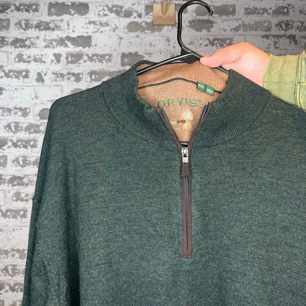 Vintage Orvis 100% merino wool long sleeve 1/4 zip